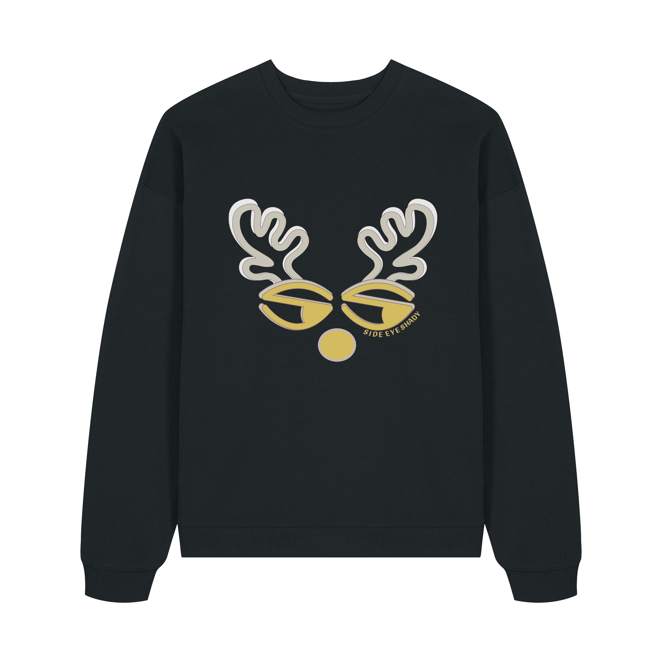 Black Printed Sweater Front