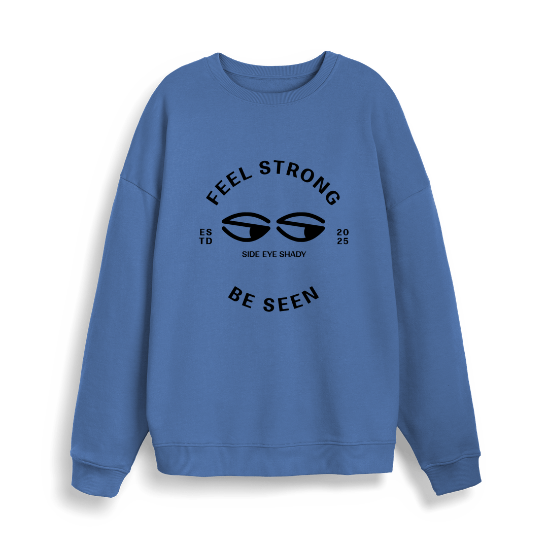 Bright Blue Printed Sweater Front