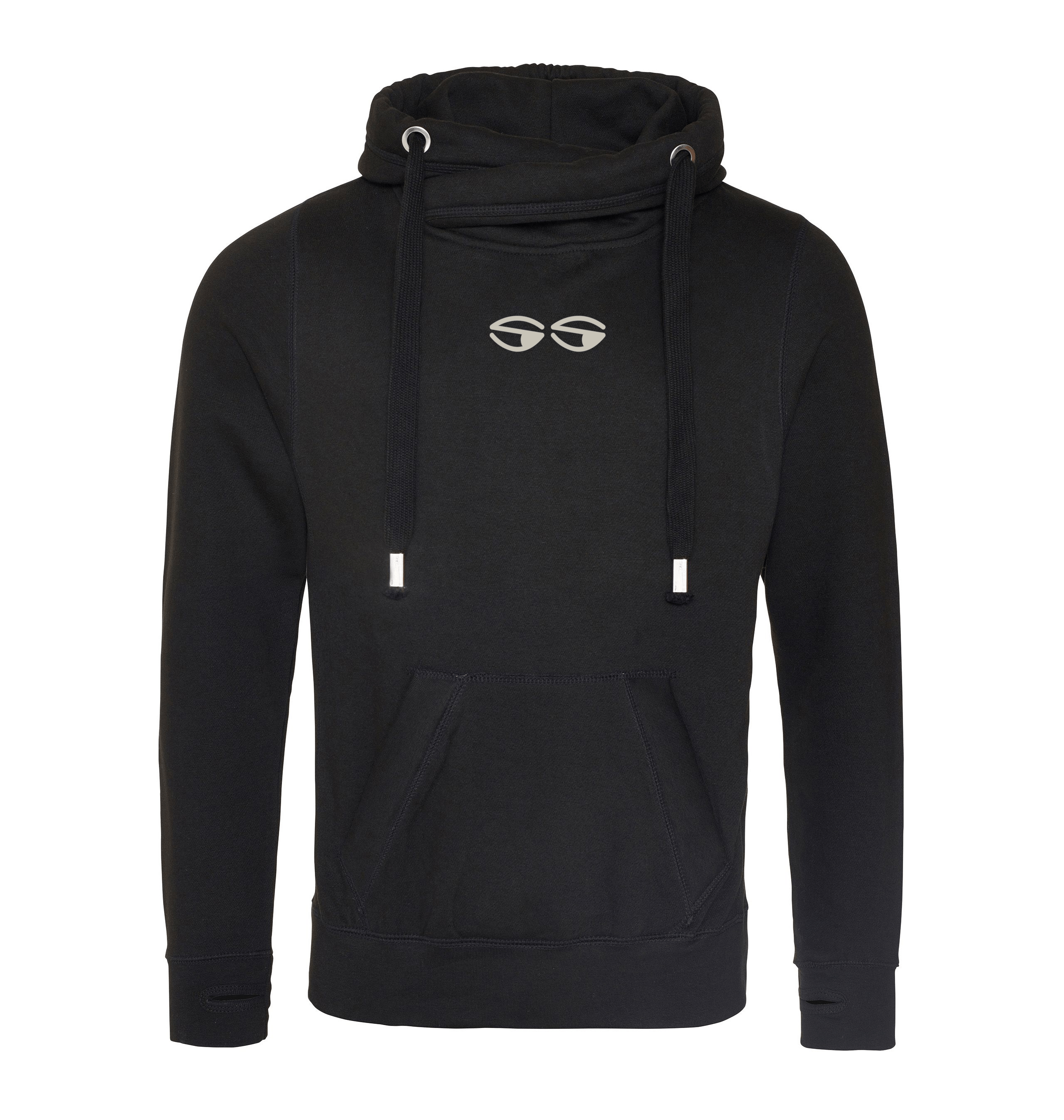 Jet Black Printed Hoody Front