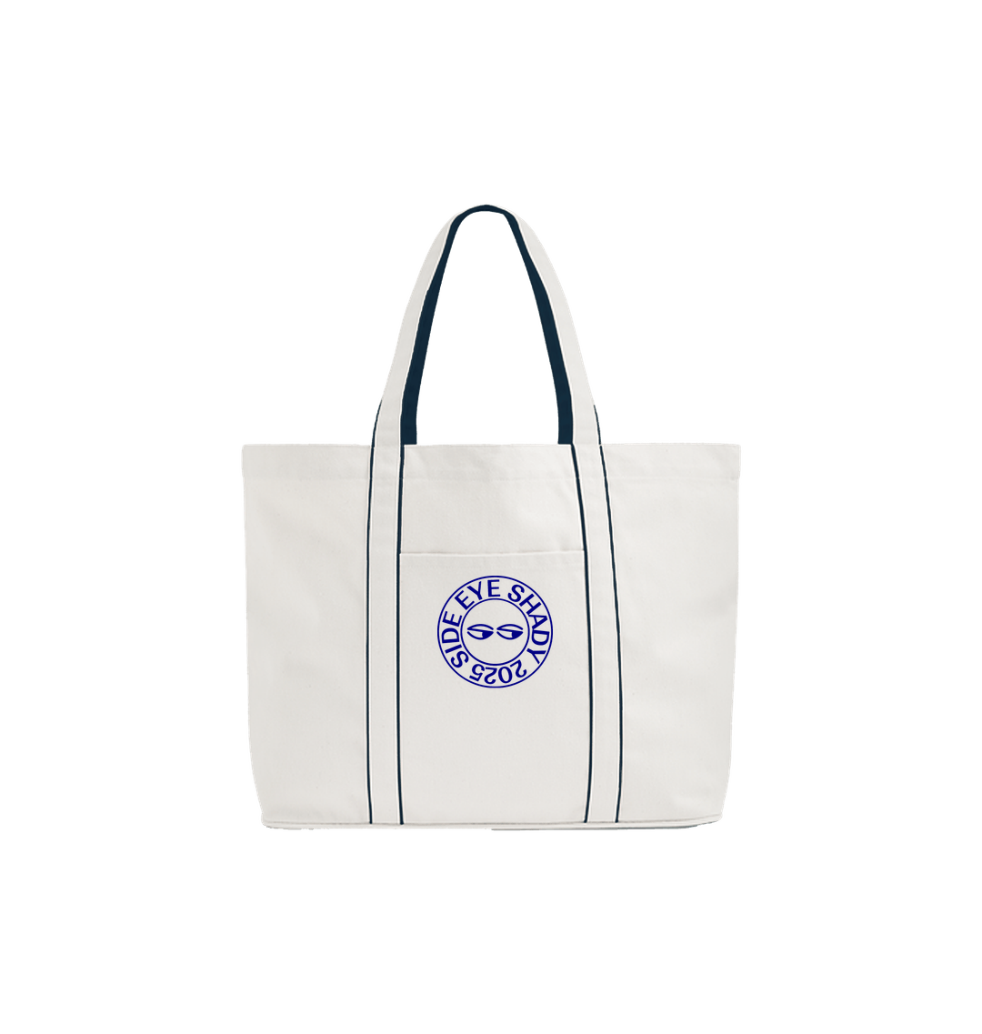 Soft White/French Navy Printed Bag