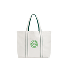 Soft White/Bottle Green Printed Bag